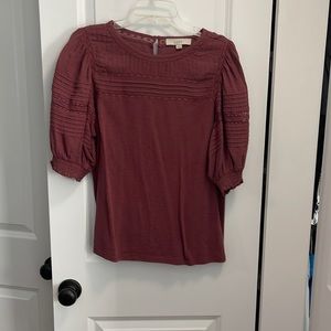 Mauve/dusty rose peasant blouse LOFT